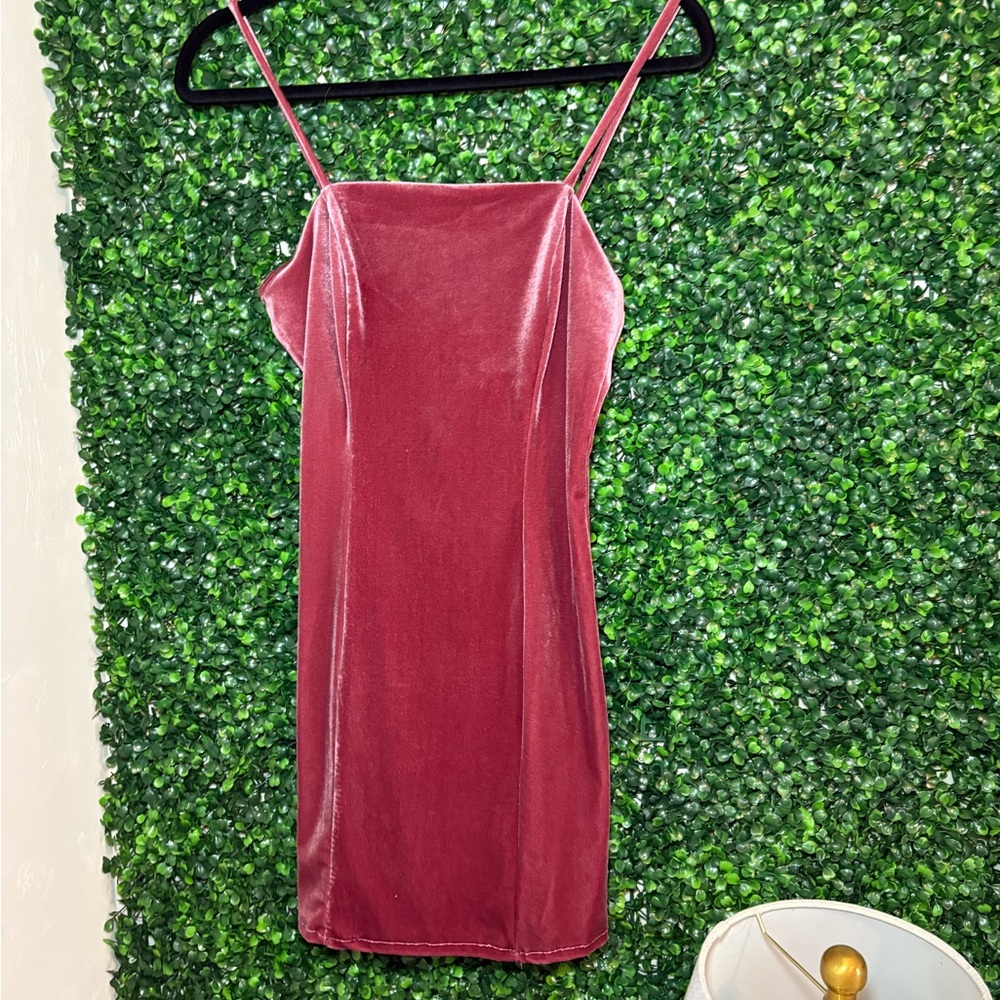 Elegant Velvet Pink Dress